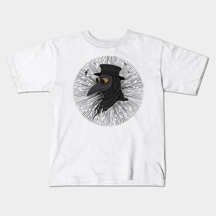 Creepy Plague Doctor Steampunk Style Illustration Kids T-Shirt